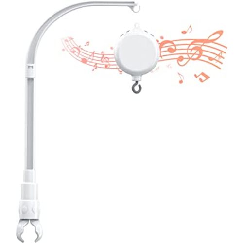 FEISIKE Baby Crib Mobile Arm with Music Box Spin Motor,23 Inch,Volume Control,3 Modes(Turn & Music,Turn Only, Music Only),Nursery Decor Hanger,Holder for DIY Clamp Mobile,12 Lullabies,30 Min Auto-Off