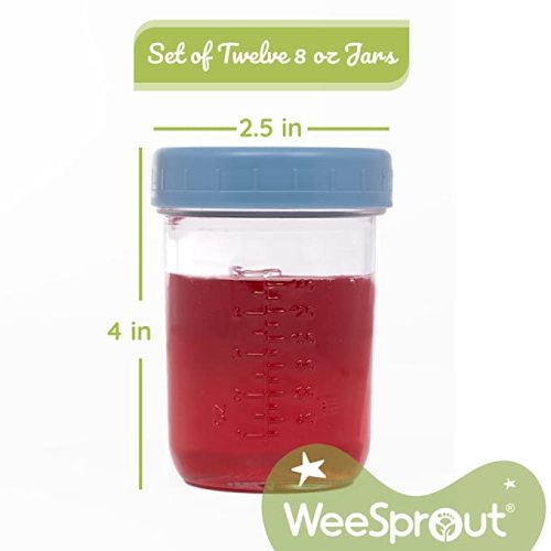 WeeSprout Glass Baby Food Storage Jars - 12 Set, 4 oz Baby Food Jars with  Plastic Lids