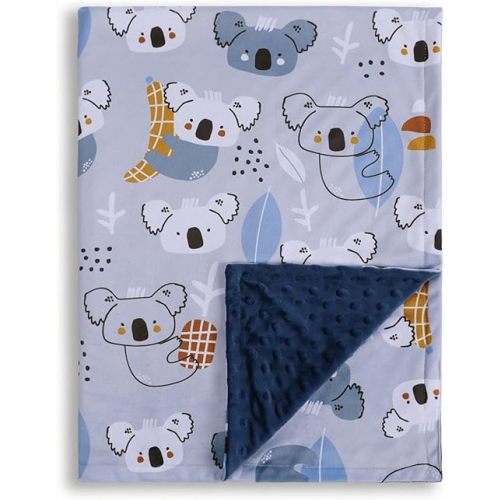 Baby Blanket for Boys Girls Soft Minky with Double Layer Dotted Backing, Koala Printed 30 x 40 Inch Receiving Blanket