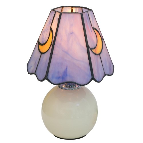 Mushroom Lamp Tiffany Lamp Stained Glass Table Lamp Moon Cute Small Bedside L...