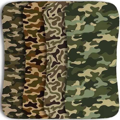 4 Pack Camo Baby Burp Cloths for Boys Girls,Large Green Cotton Burp Rags for Newborns Gifts Nursery Decor Extra Soft and Absorbent Baby Spit-Up Cloths,18x8inches