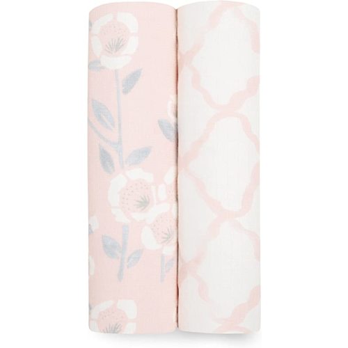 aden + anais Silky Soft Swaddle Blanket, Boutique Muslin Blankets for Girls & Boys, Baby Receiving Swaddles, Ideal Newborn & Infant Swaddling Set, Perfect Shower Gifts, 2 Pack, Stencil