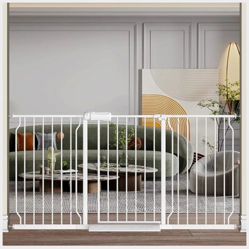 Fairy Baby Extra Wide Baby Gates 57.5-62 Inch, Auto Close Child Safety Gates for Stairs Banister Doorways Hallway Stairway,Indoor Safety Child Gates for Kids or Pets