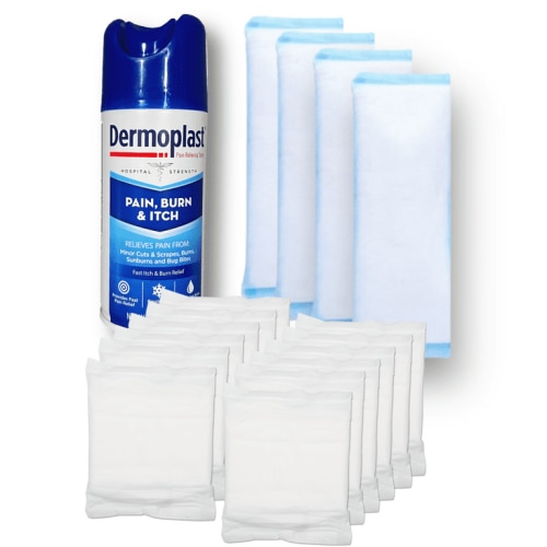 Gladness! Postpartum Essentials Bundle | Dermoplast | Instant Perinal Ice Packs Padsicles | Heavy Flow OB Pads