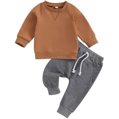 Toddler Baby Boy Fall Winter Outfit Contrast Color Long Sleeve Sweatshirts Stretch Jogger Pants Newborn Clothes Set