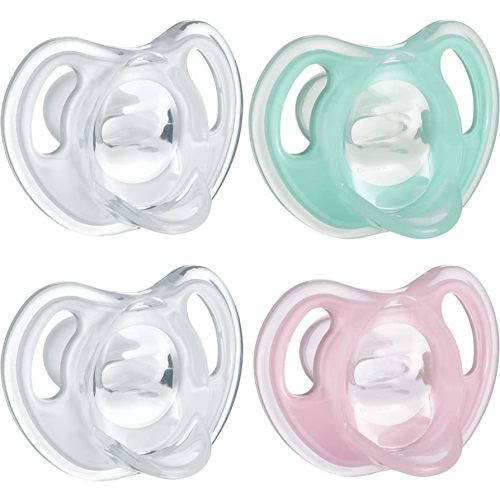 Tommee Tippee Ultra-Light Silicone Pacifier, Symmetrical One-Piece Design, BPA-Free Silicone Binkies, 0-6m, 4-Count