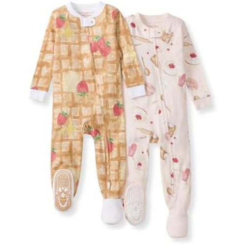 Burt's Bees Baby Girls' Snug Fit One-Piece Footed Non-Slip Sleeper Pajamas