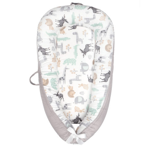 Premium Cotton Baby Lounger Nest (Classic Animals Print)
