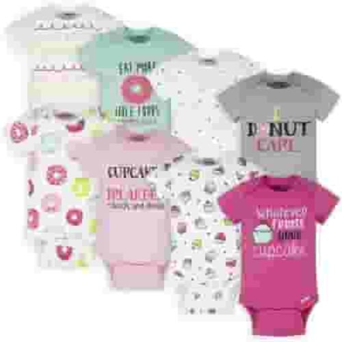 Onesies Brand Baby Girl Short Sleeve Bodysuits, 8-Pack, Sizes Newborn-12 Months