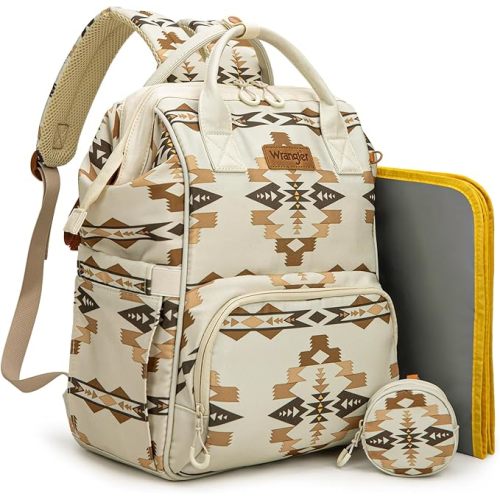 Montana West Wrangler Diaper Bag Backpacks Western Backpack Purses Multi-function Baby Bags for Mom with Waterproof Changing Pad & Pacifier Case