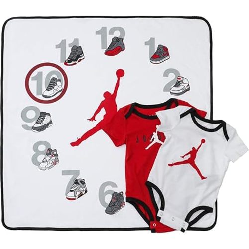 Jordan Baby Boy's Milestone Bodysuit and Blanket Set (Infant) White 0-12 Months (Infant)