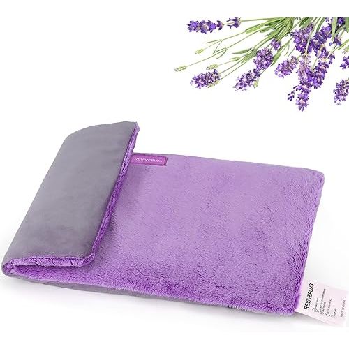 Wide Microwave Heating Pad with Washable Cover, Lavender Aromatherapy Moist Heat Pack for Pain Relief, Cramps, Muscles, Joints, Weighted Rice Heating Pad Microwavable, 8 * 12.6", Purple