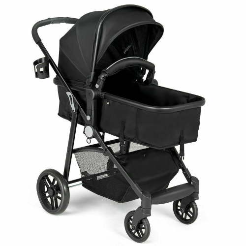 Costway Foldable Single-Sit Toddler Stroller 2-in-1, Newborn to 36 Months, Travel Buggy Pushchair, Black