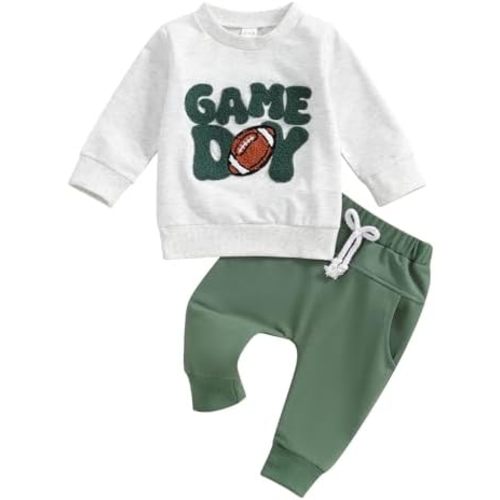 BemeyourBBs Toddler Baby Boy Fall Winter Clothes Funny Letter Long Sleeve Sweatshirt and Pants Set 2 Piece Sweatsuit Outfit