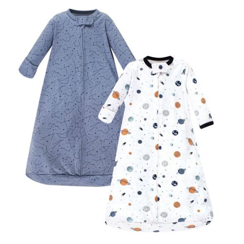 Hudson Baby Infant Boy Cotton Long-sleeve Wearable Sleeping Bag, Sack, Blanket, Space, 0-3 Months