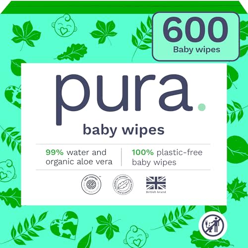 Pura Natural Sensitive Baby Wipes, 99% Water, Unscented & Hypoallergenic, Suitable for Sensitive & Eczema-prone Skin, Hypoallergenic, EWG Verified, 10 Pack of 60 Wet Wipes (600 Diaper Wipes) Bulk Buy