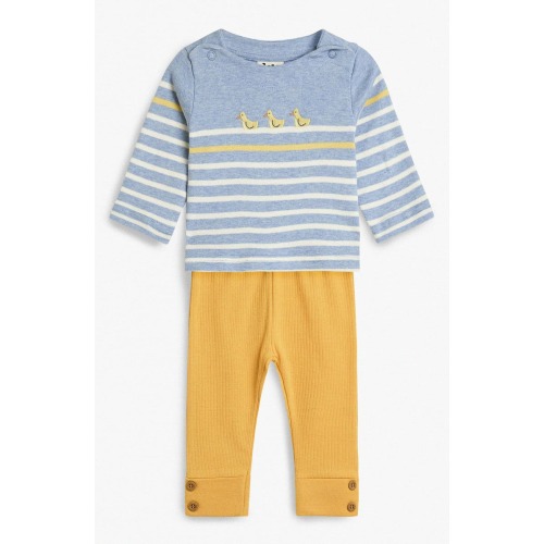 Embroidered Long Sleeve Cotton Top & Rib Leggings, 18-24M