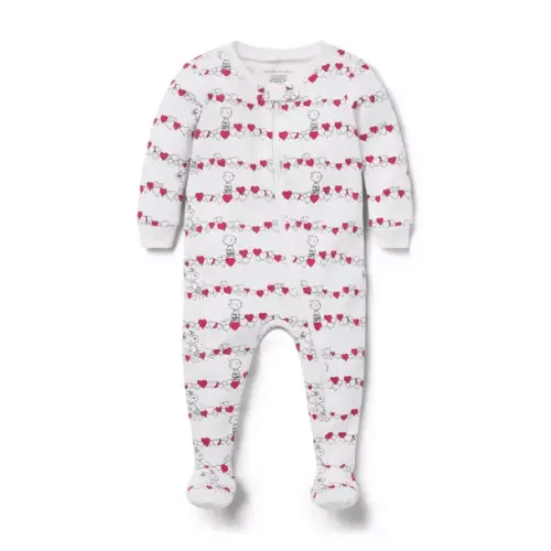 Baby White Peanuts Valentine Baby Good Night Footed Pajama In Peanuts Valentine by Janie and Jack