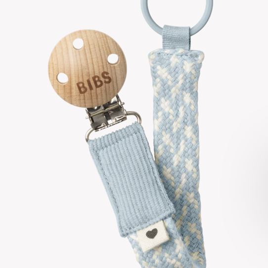 Braided Pacifier Clip Baby Blue & Ivory | bibsworld.com – Bibsworld store US