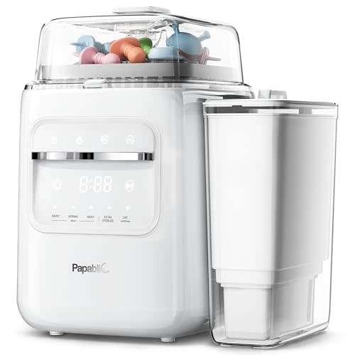 Papablic SafeguardPlus Bottle Washer, Sterilizer &Dryer, Water Purification | 8 Bottles Capacity, 12-Min Fast Wash, 360° Deep Clean, Baby Bottle Washer for Bottles, Pump Parts, Baby Essentials
