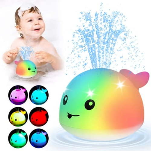 Fixdono Baby Bath Toys, Whale Light up Fountain Bath Toy, Birthday Christmas Gift for Baby Toddler 6 Months and Older, Unisex
