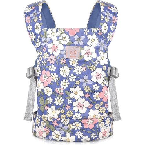 GAGAKU Kids Baby Carrier for Dolls American Girl Bitty Realistic Baby Dolls Stuffed Animal Carrier - Blue Flowers