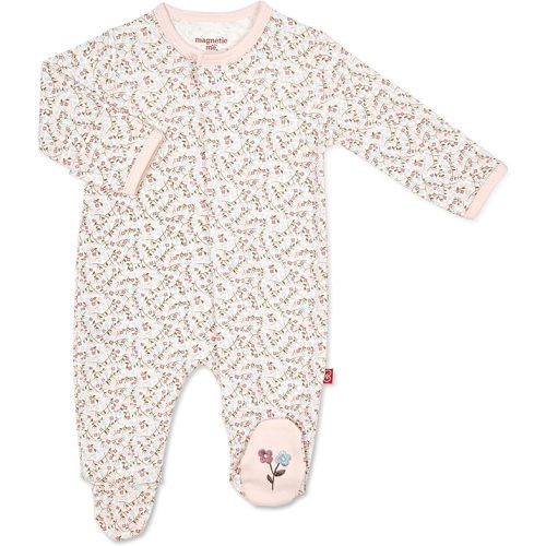 Magnetic Me Footie Pajamas - 100% Organic Cotton Baby Pajamas - Quick Magnetic Fastener Sleeper for Baby Boy and Girl - Bedford Floral - 12-18 Months