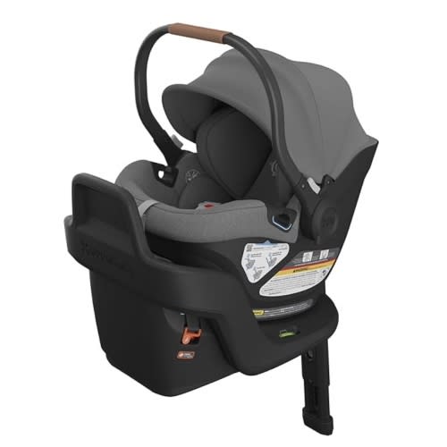 UPPAbaby Aria Lightweight Infant Car Seat/Just Under 6 lbs for Easy Portability/Base with Load Leg + Infant Insert Included/Direct Stroller Attachment/Jake (Charcoal/Black Leather)