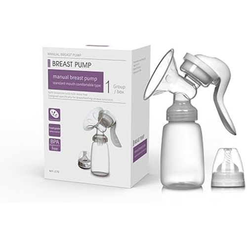 Manual Breast Pump Portable Breast Pump for Travel, Extractor de Leche Manual, Milk Catcher, Breastfeeding Essentials, Handheld Breast Shield & Accessories 5 Fl Oz/150ml+Lid+35mm Flange