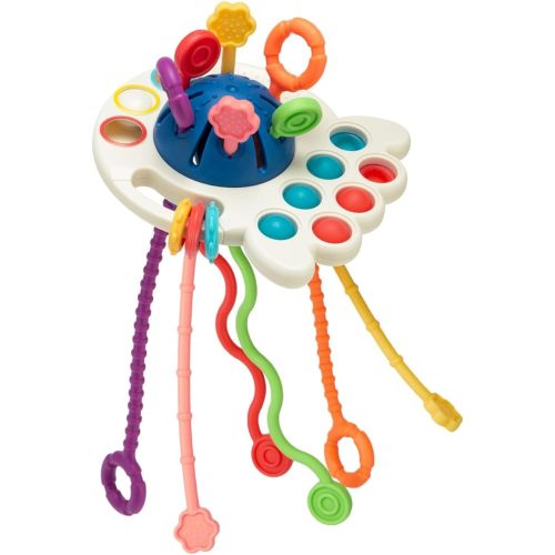 TESSGO Montessori Toys for 6-12 Months Babies, Pull String Teething Toy for 1 2 3 Year Old Toddler, Multi-Sensory Activity Toy Travel Birthday Gifts for Infant Boys Girls