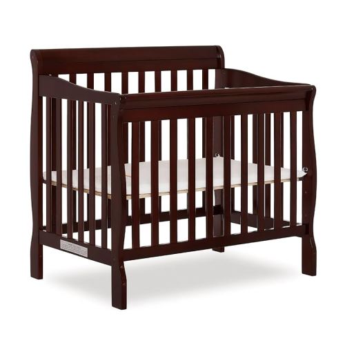 Dream On Me Aden 4-in-1 Convertible Mini Baby Crib in Espresso, GreenGuard Gold & JPMA, Sustainable Pinewood, Non-Toxic Finish, 3 Mattress Heights, Converts to Mini Day & Twin-Size Bed