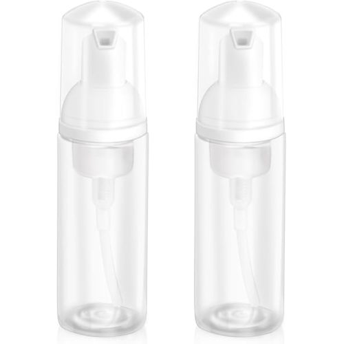2oz Plastic Foam Pump Bottle, Empty Bottle Travel Foaming Dispenser for Hand Soap, Shampoo (2Pcs, 60ml)