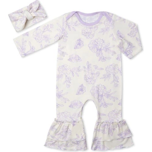 Baby Baby Grey Ruffle Romper & Head Wrap Set, Size: 3-6M