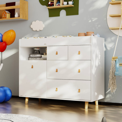George Oliver White Changing Table Dresser With 4 Drawers | Wayfair