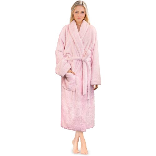 PAVILIA Premium Womens Plush Soft Robe Fluffy, Warm, Fleece Sherpa Shaggy Bathrobe