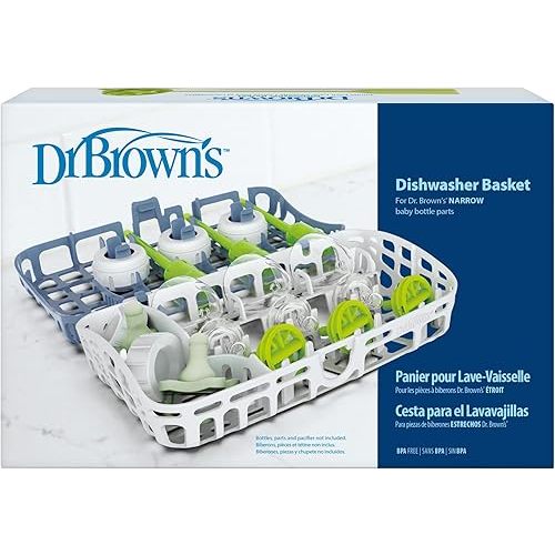 Dr. Brown's Dishwasher Basket for Small Baby Bottle Parts, Pacifiers, and Accessories, Clean, Store and Organize Newborn Essentials, BPA free,(Colors May Vary)