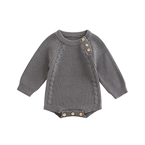 Newborn Baby Girl Boy Knit Sweater Romper Neutral One Piece Bodysuit Pullover Fall Winter Clothes