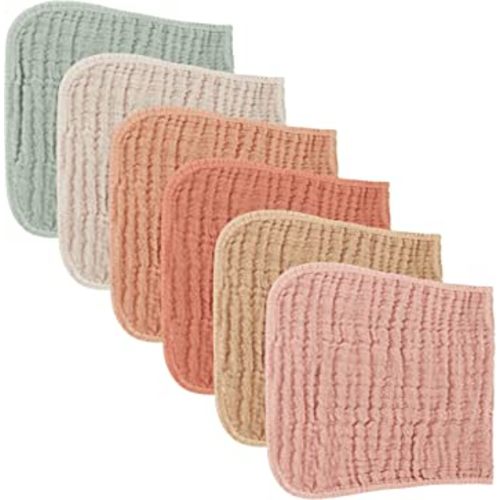 Konssy Muslin Baby Burp Cloths Sets for Unisex- 6 Pack Large 100% Cotton Burping Clothes for Newborn,Baby Girls and Boys