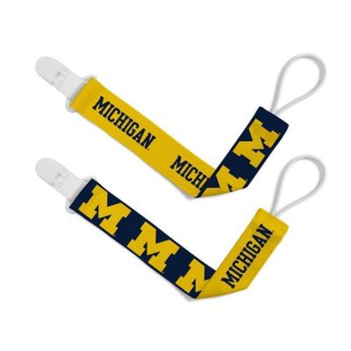 BabyFanatic Officially Licensed Unisex Pacifier Clip 2-Pack - NCAA Michigan Wolverines - Officially Licensed Baby Apparel