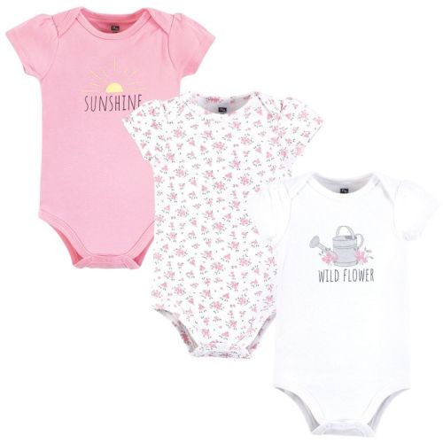 Hudson Baby Infant Girl Cotton Bodysuits, Wild Flower Garden, 6-9 Months