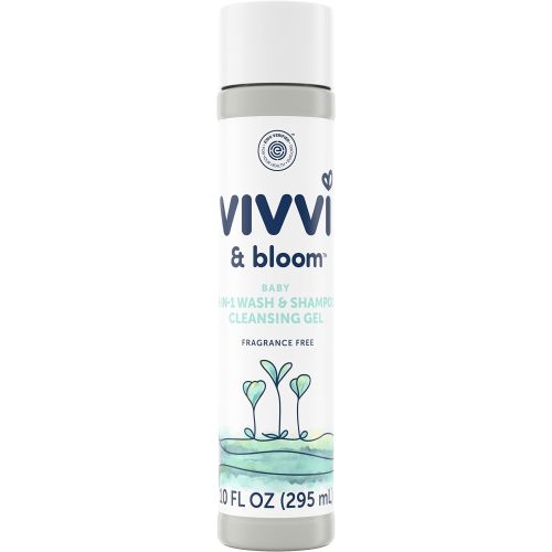 Vivvi & Bloom Gentle 2-in-1 Baby Wash & Shampoo Cleansing Gel, Leaves Sensitive Skin Feeling Healthy & Moisturized, Fragrance-Free, Formulated Without sulfates, paraben, & Dyes, 10 fl. Oz