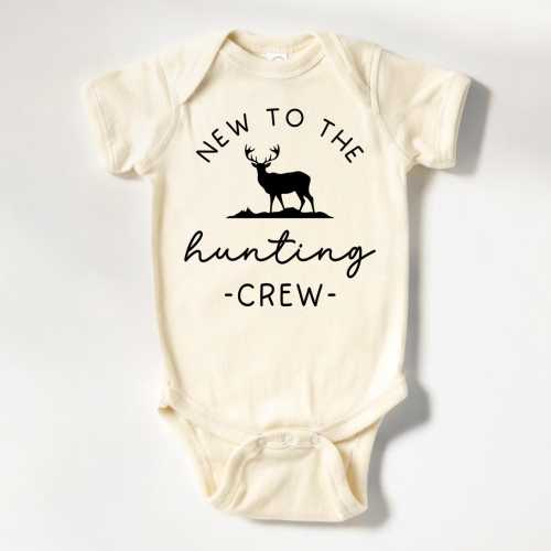 New to the Hunting Crew Onesie®, Hunting Buddy Baby Bodysuit, Baby Announcement Natural Baby Onesie®, Future Hunter Onesie® (LB-SH093HDC)