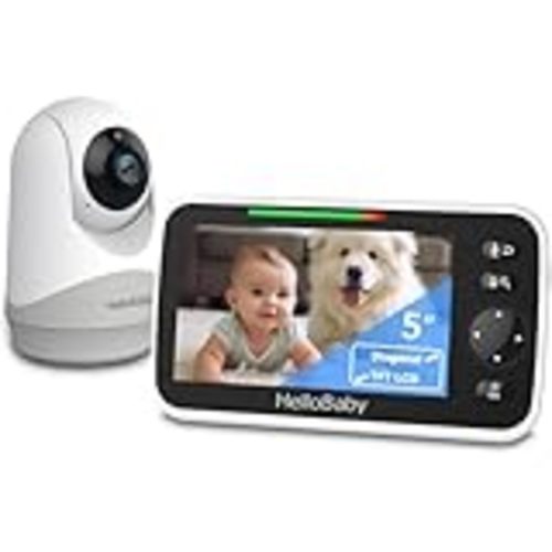 Amazon.com: HelloBaby Upgrade Monitor, 5''Sreen with 30-Hour Battery, Pan-Tilt-Zoom Video Baby Monitor with Camera and Audio, Night Vision, VOX, 2-Way Talk, 8 Lullabies and 1000ft Range No WiFi, Ideal Gifts : Baby
