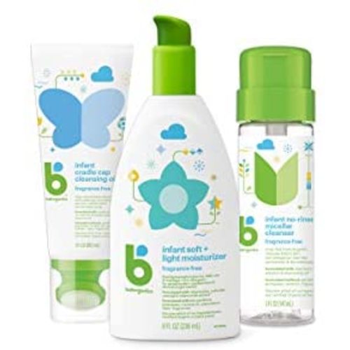 Babyganics Infant Care Set, Cradle Cap Cleansing Oil, Micellar Cleanser, Moisturizer, 3 Items