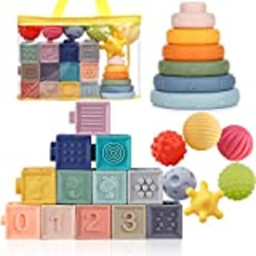 Baby Stacking Toys for Toddlers 1-3, Nesting Cups Shape Sorter for Infant 6  to 12-18 Months, Stackable Blocks Learning Toy with Rattle & Free Frog