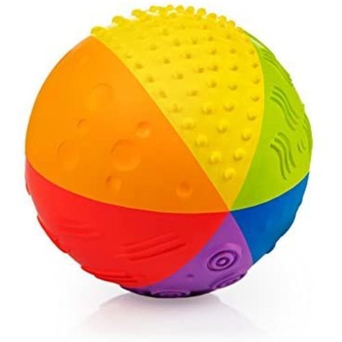 Pure Natural Rubber Sensory Ball Rainbow 4" - All Natural Sensory Toy, Promotes Sensory Development, Rainbow Colors, Perfect Bouncer, Gentle Squeaking, BPA Free, PVC Free, Food-grade paint