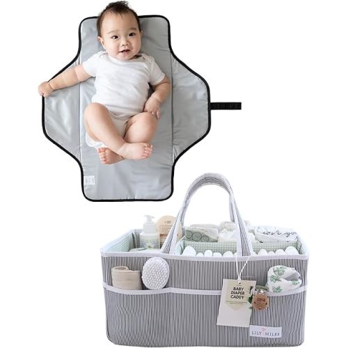 Lily Miles Diaper Caddy + Portable Changing Pad Bundle