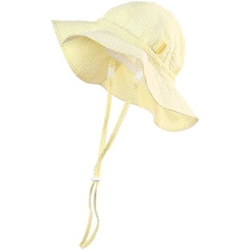 Baby & Toddler Wide Brim Sun Hats UPF 50+ Sun Protection Bucket Cap Cute Adjustable Hat in Seersucker