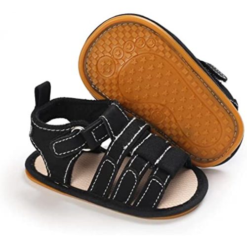 Meckior Baby Infant Boy Girl Sandals Newborn Non-Slip Soft Rubber Sole Sandals for Baby Boys Open-Toe Outdoor Casual Summer First Walkers Shoes