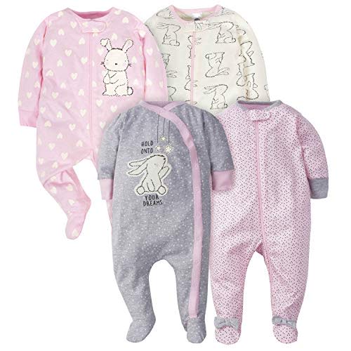 Gerber Baby-Girls 4 Pack Sleep 'N Play Footie